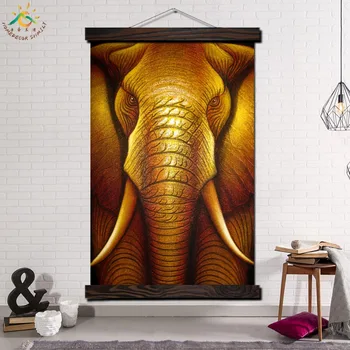 Современный настенный арт-принт с изображением животного в виде богатого золотого Слона и плаката, прокрутка холста, декоративная картина