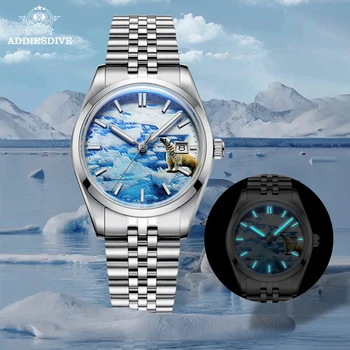 ADDIESDIVE НОВЫЕ мужские часы Glacier Циферблат Юбилейный ремешок BGW9 Светящиеся 100-метровые водонепроницаемые автоматические механические часы