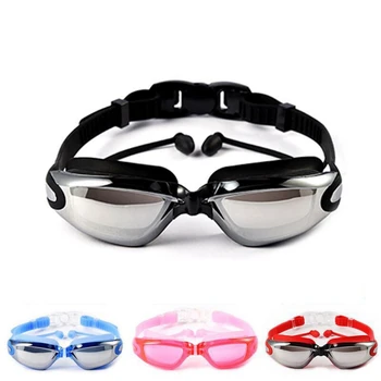 Очки для плавания Водонепроницаемые очки для плавания с защитой от запотевания, водные виды спорта, Большая оправа с силиконовыми затычками для ушей