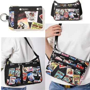 Косметичка lesportsac с Микки Маусом, ручная сумка на одно плечо, сумка через плечо, сумка для денег, сумка из мультфильма Аниме, подарок на день рождения