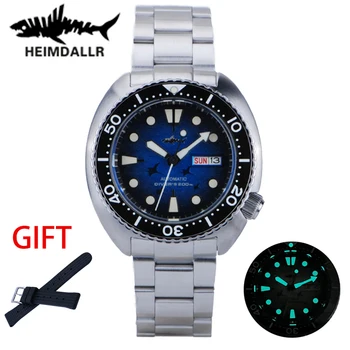 Heimdallr Мужские Дайверские часы SRPH55 Turtle King 44 мм Синий циферблат NH36 Автоматические Механические Часы Со Светящимся Сапфировым стеклом 20 бар