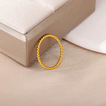 Простые круглые кольца Для женщин, спиральные кольца для пальцев из нержавеющей стали, обручальное кольцо, минималистичные ювелирные изделия, плетеный подарок для вечеринки
