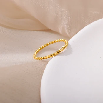Простые круглые кольца Для женщин, спиральные кольца для пальцев из нержавеющей стали, обручальное кольцо, минималистичные ювелирные изделия, плетеный подарок для вечеринки