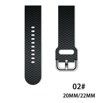 22 мм 20 мм Ремешок для Samsung Galaxy Watch 3/46mm42mm/active 2/46 Gear S3 Frontier/S2/Huawei GT 2 /2E Силиконовый Ремешок из углеродного волокна
