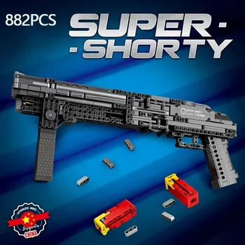 882 шт. Военное ружье Super Shorty Shotgun Technology, строительный блок, модель киноигры, оружейные кирпичи, игрушки для детей, праздничные подарки