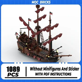 Строительные блоки Moc, модель пиратского корабля, технические кирпичики, сборка своими руками, игрушки для морского транспорта для праздничных подарков