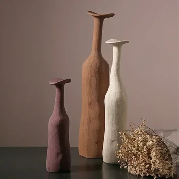 Украшение из керамики в скандинавском стиле, маленькая ваза, Цветочная композиция из сухих цветов, украшение гостиной, дома и семьи в семье