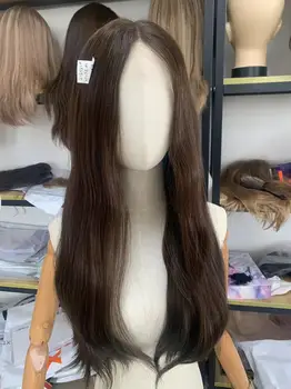 Еврейские кружевные парики Yelin #2, европейские модные парики из 100% натуральных человеческих волос, Слик и мягкие кошерные парики