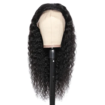 Натуральные черные индийские человеческие волосы 30 дюймов глубокой завивки 13x4 HD Прозрачные кружевные парики с фронтальной частью Глубокой волны, предварительно выщипанные для женщин