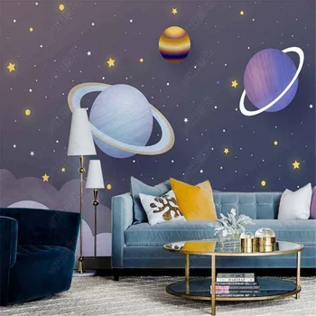 Обои с ручной росписью для детской комнаты Фэнтези Космическая планета Звездное небо Фон детской комнаты Фреска Обои Домашний декор