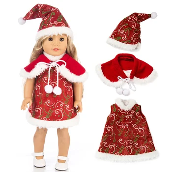 Популярно для куклы American girl, рождественский костюм из трех частей, 18-дюймовая кукла, рождественский подарок для девочки (только для одежды)
