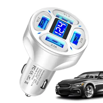 Порт автомобильного зарядного устройства USB 4 В 1, зарядное устройство для автомобильного прикуривателя, 4 порта USB, Сверхбыстрое автомобильное зарядное устройство 3.1A со светодиодным цифровым дисплеем для камеры