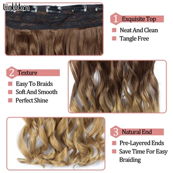 Длинные волнистые наращивание волос на 5 заколок Синтетическая прическа Шиньон Красный Черный коричневый 22 дюйма Натуральные накладные волосы для женщин