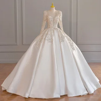 Элегантное бальное платье, женские свадебные платья, блестки, бусины, свадебные платья с длинными рукавами, праздничное платье для торжественного случая, свадебное платье для невесты