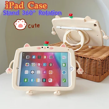 Милый Котенок Чехол Для Планшета iPad 10-го 10,9 7-го 8-го 9-го 10,2 Поколения С Поворотной Подставкой Детский Чехол Для iPad Air 1 2 3 4 5 Pro 11 9,7