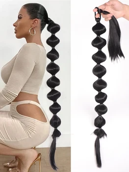Наращивание волос в виде синтетического конского хвоста в стиле Afro Bubble, длинный конский хвост длиной 30 дюймов, обернутый вокруг фонаря, конский хвост для женщин