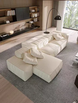 Современный роскошный диван из искусственной кожи в простом стиле для гостиной С домашним кремом и тофу