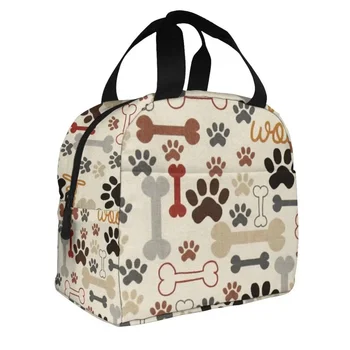 Утепленные сумки для ланча с милой собачьей лапкой и принтами, женская сумка для еды, детская сумка-холодильник, теплая коробка для Бенто, маленькие сумки для еды для работы