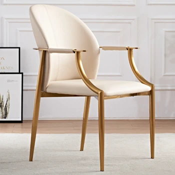 Ручка Современные обеденные стулья с золотой ножкой Современные стулья для гостиной Белый шезлонг Мебель для комнаты Silla Cocina