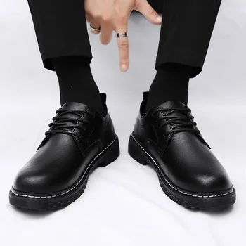 Мужская деловая официальная одежда Для мальчиков, Повседневная обувь для жениха, Британская мужская обувь, Кожаная обувь 2023 года, мужская обувь Зима Осень