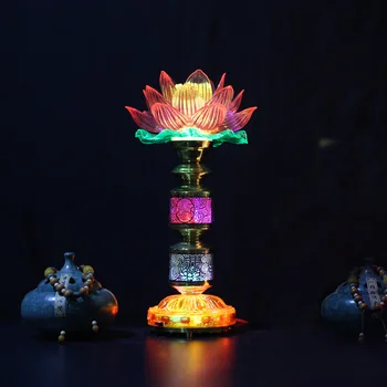 Посуда Будды Juyu Hall Светодиодная Акриловая машина Будды Lotus Lantern Buddha Hall Красочный Lotus Lotus Lantern Вечный Свет