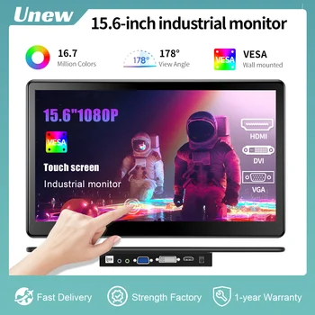 Unew 15,6-дюймовый Сенсорный Экран 1080P IPS-Динамики Промышленные с VESA HDMI DVI VGA Для Ноутбука Raspberry Pi ПК Телефон PS4
