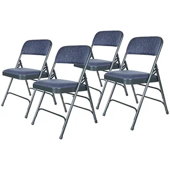 Складные стулья OEF Furnitures из стали с тканевой обивкой премиум-класса, 4 упаковки, синий