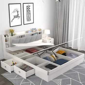 Изделие может быть изготовлено по индивидуальному заказу: кровать для хранения ящиков с высоким давлением воздуха, двуспальная кровать 1,8 м, малогабаритная плоская кровать 1,5 м, современная и