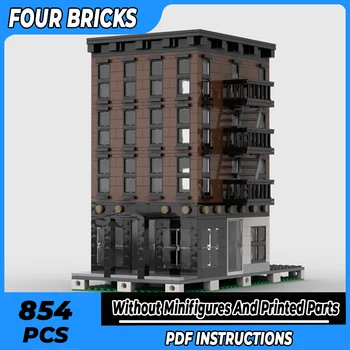 Moc Building Bricks Модель с видом на улицу, технология квартир в Нью-Йорке, Модульные блоки, Подарки, игрушки для детей, наборы для сборки своими руками
