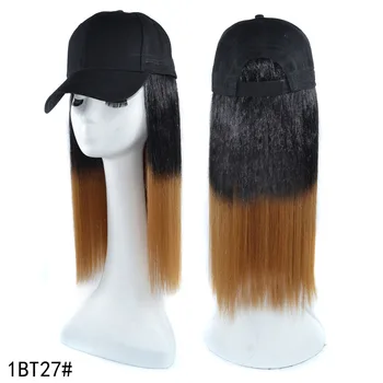 Красочный парик-шляпа с прямыми волосами средней длины, многоцветный дополнительный парик-кепка, прямая бейсболка, парик с прямыми волосами.