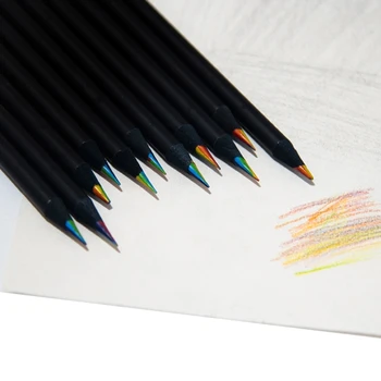 Черные деревянные карандаши радужного цвета, разноцветные для книжки-раскраски, рисования