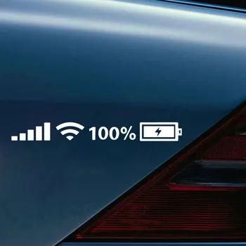 1 шт. индикатор уровня заряда батареи Wifi, Светоотражающая серебристо-белая наклейка на автомобиль, забавная наклейка на заднее лобовое стекло, боковую дверь кузова, Аксессуары для декора автомобиля
