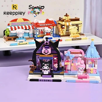 Подлинные Строительные Блоки Keeppley Sanrio Серии Street Scene Модель HelloKitty mymelody Kuromi Сращивающая Игрушка Помпон Purin Подарок