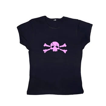 Летняя уличная одежда Y2K с принтом черепа, Приталенная милая детская футболка с коротким рукавом, женский топ в готическом стиле Харадзюку с коротким рукавом