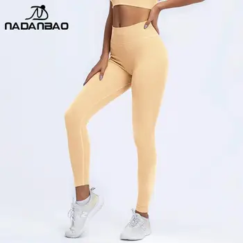 Женская спортивная одежда 2022 года, стрейчевые штаны для йоги с высокой талией, бесшовные полосатые штаны для бега, уличные обтягивающие брюки для фитнеса