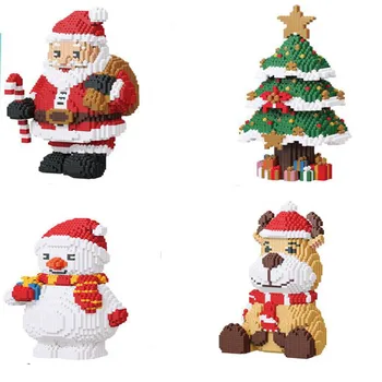 Микро Рождество Санта Клаус Снеговик Лось Рождественская елка Блок DIY алмазный строительный кирпич игрушка для детей
