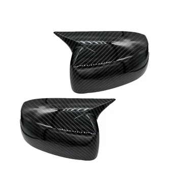 1 Пара автомобильных чехлов для боковых зеркал заднего вида с бычьим рогом, подходящих для Mitsubishi Lancer EVO 2013 2014 2015 2016 из углеродного волокна и пластика