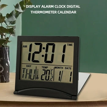 Цифровые ЖК-часы с откидным экраном, настольный дорожный будильник, Календарь температуры, портативные электронные мини-часы, 12-часовое время
