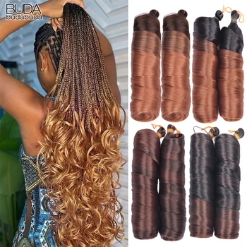 24-дюймовые синтетические французские локоны, косички для наращивания волос, спиральные локоны, плетение волос для женщин, предварительно растянутые распущенные волнистые волосы
