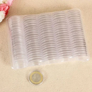 100шт Прозрачная коробка для хранения монет Круглые Пластиковые капсулы для монет Контейнеры Чехол для защиты монет 27 мм Держатель для коллекции монет Коробки